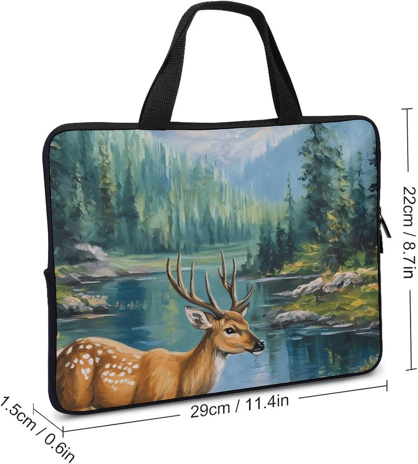 Spring Deer by Mountain Stream Laptop Sleeve Bag Computer Carrying Case Laptops Protective Cover for Travel Business