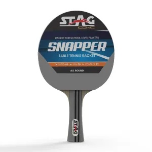 Stag Iconic Spring Collection Snapper Series Table Tennis Racquet | Unleash Game with Vibrant, Playful Ping-Pop Colors| Beginner Training Series| Perfectly Designed Comfortable Grip Paddle (Grey/Black)