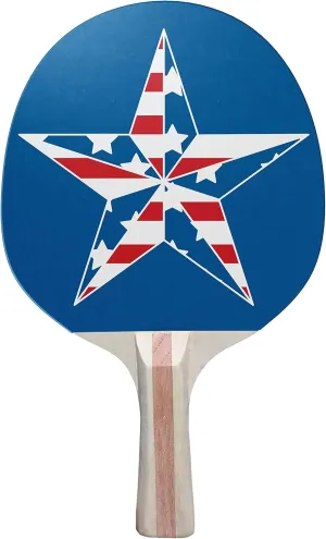Star American Flag Colorful Design Ping Pong Paddle, Premium 5 Ply Table Tennis Racket (Red on Back)