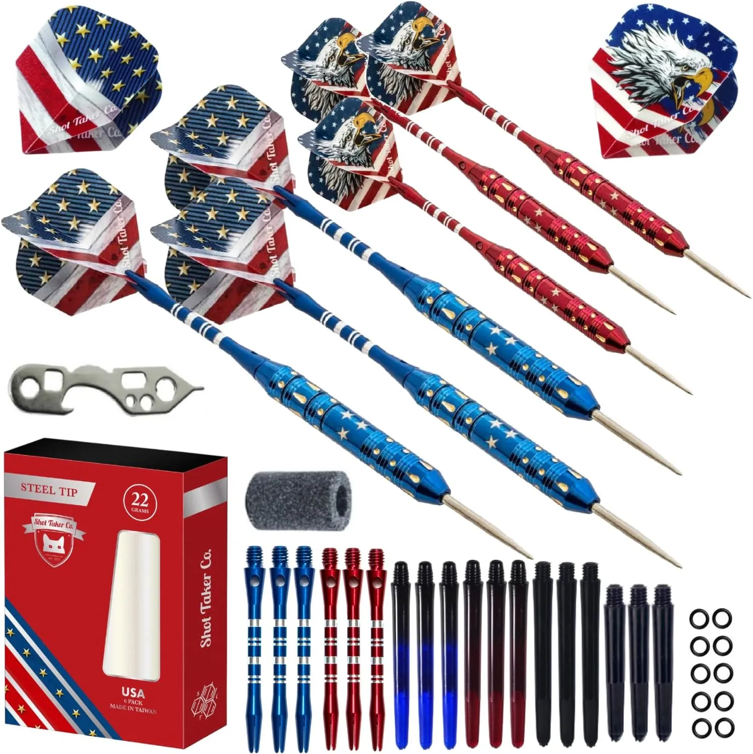 Steel Tip Darts Set - Professional Darts Steel Tip for Dartboard - Includes Brass Barrels   Plastic & Aluminum Shafts   Rubber O'Rings   Flights   Darts Sharpener   Wrench