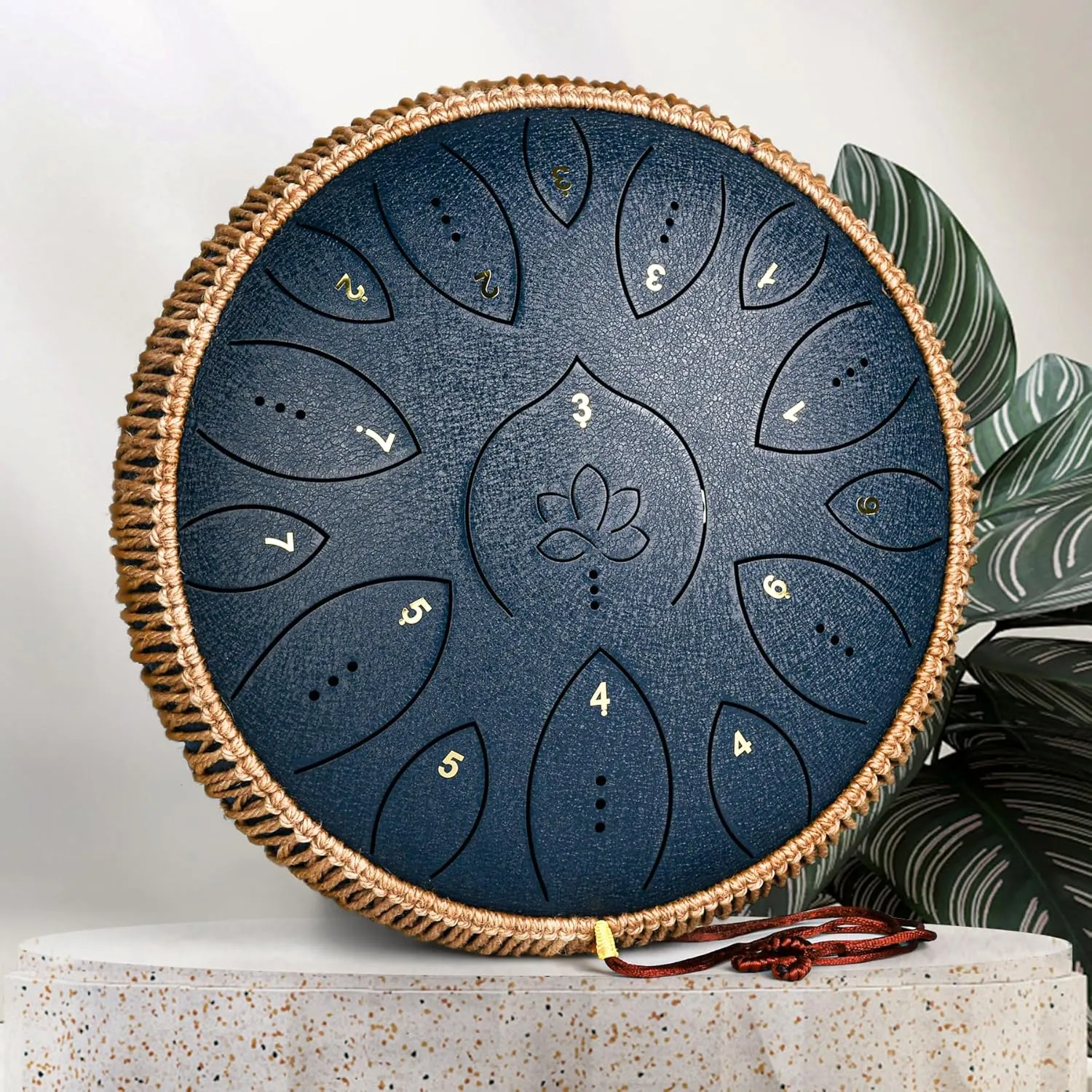 Steel Tongue Drum 13 Inches 15 Notes, Hand Pan Drums for Adults 432hz, C Major Handpan Musical Instrument with Song Book, Mallets and Carry Bag, Navy Blue