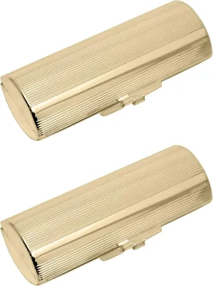 Stephanie Imports Set of 2 Capsule Shaped Lipstick Cases (Gold Ridges)