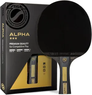 STIGA Alpha Ping Pong Paddle – 5-ply Extra Light Blade – 2mm Premium Sponge – Flared Handle for Masterful Grip – Performance Table Tennis Racket for Competitive Play