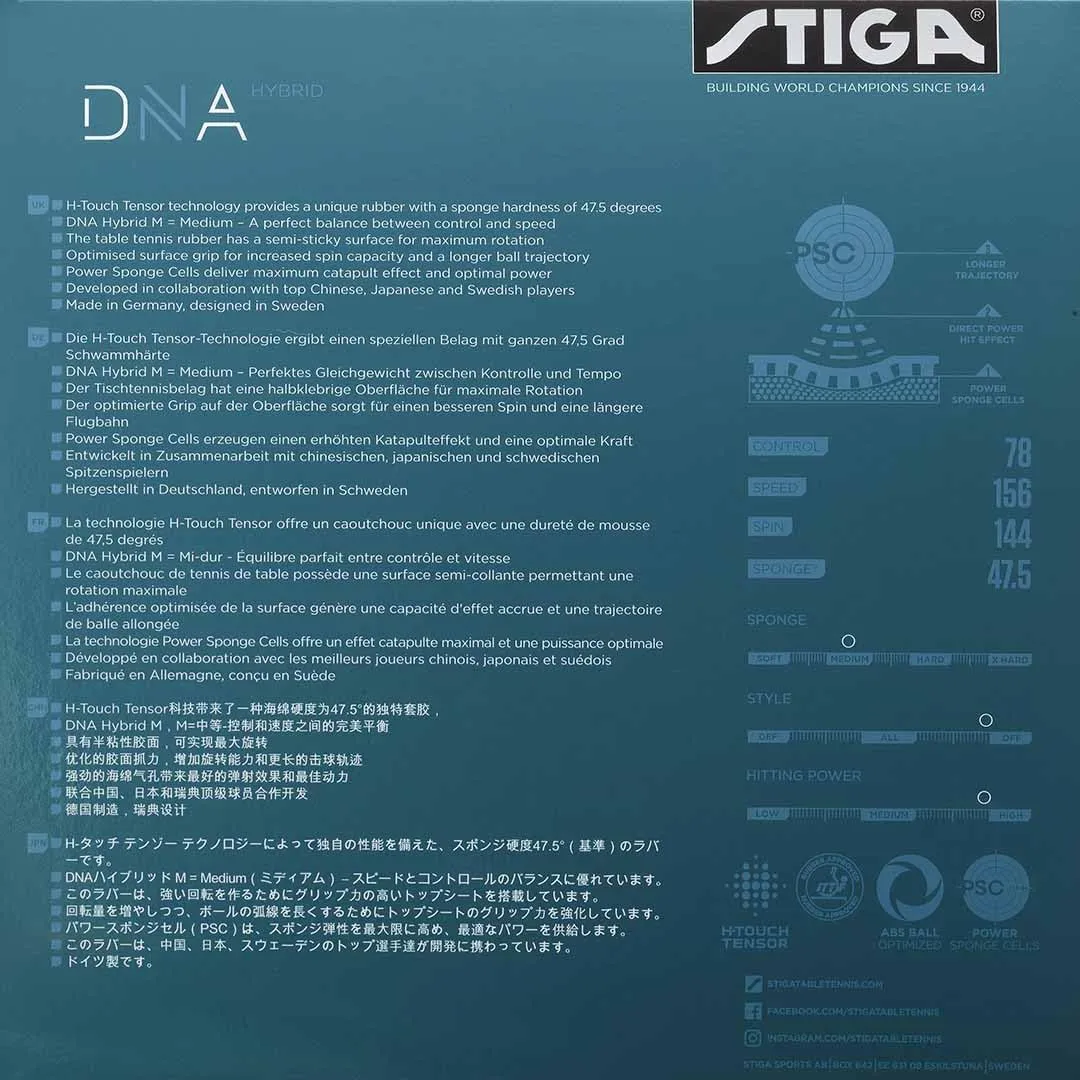 Stiga DNA Hybrid Table Tennis Rubber | Professional Table Tennis Sheet for Maximum Control & Powerful Spins - Full Stroke Control - Made in Germany