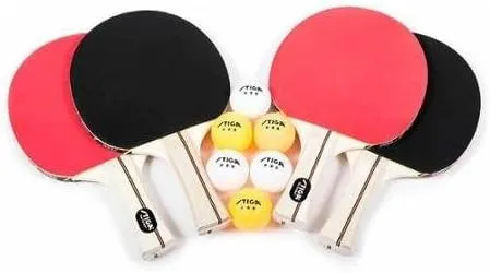STIGA Performance 2 and 4-Player Ping Pong Paddle Set - Includes Performance Level Table Tennis Rackets and 3-Star ITTF Approved Balls