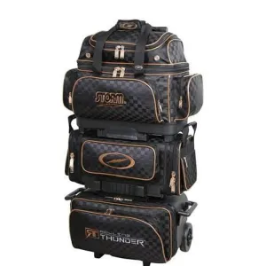 Storm Rolling Thunder 6 Ball Roller Checkered Black Gold Bowling Bag