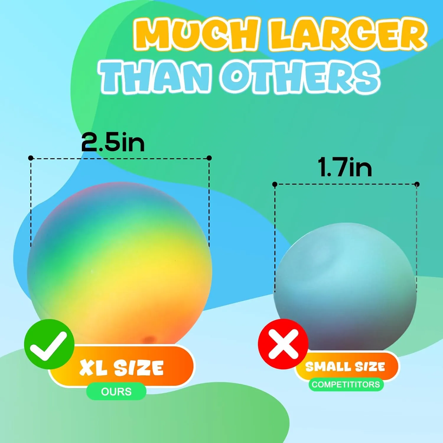 Stress Balls 12 Pack for Kids Adults, 2.5" XL Sensory Squishy Balls Bulk, Squeeze Large Fidget Balls for Anxiety and Stress Relief, Calm Down Item for Boys Girls Children with ADHD Autism