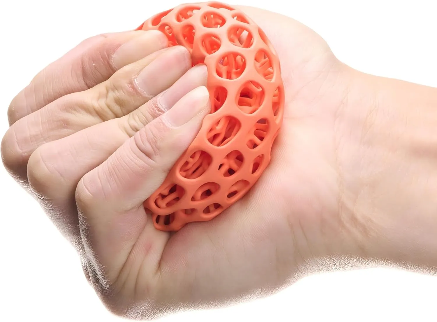Stress Relief Ball for Adults – 3D Printed Decompression Ball for Anxiety, Focus, and Hand Therapy – Portable Fidget Tool for Office or Home Use, Ages 20  Orange