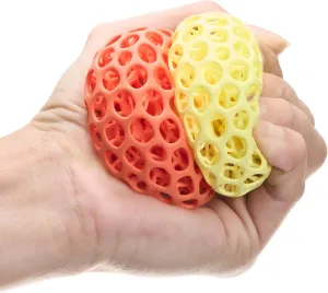 Stress Relief Ball for Adults – 3D Printed Decompression Ball for Anxiety, Focus, and Hand Therapy – Portable Fidget Tool for Office or Home Use, Ages 20  Orange