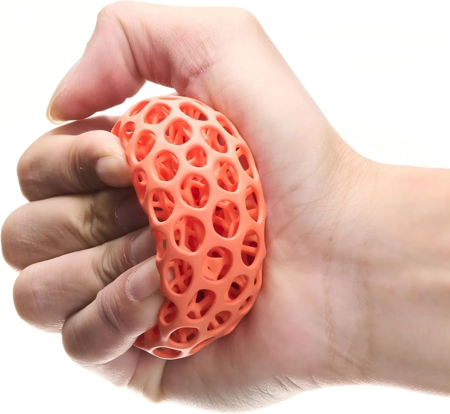 Stress Relief Ball for Adults – 3D Printed Decompression Ball for Anxiety, Focus, and Hand Therapy – Portable Fidget Tool for Office or Home Use, Ages 20  Orange
