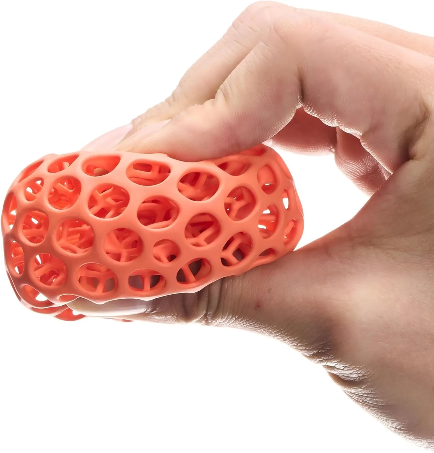 Stress Relief Ball for Adults – 3D Printed Decompression Ball for Anxiety, Focus, and Hand Therapy – Portable Fidget Tool for Office or Home Use, Ages 20  Orange