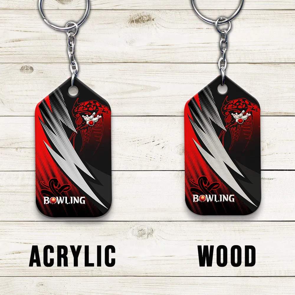 Strike Bloody Snake Bowling Ball On Fire Personalized Name 3D Keychain