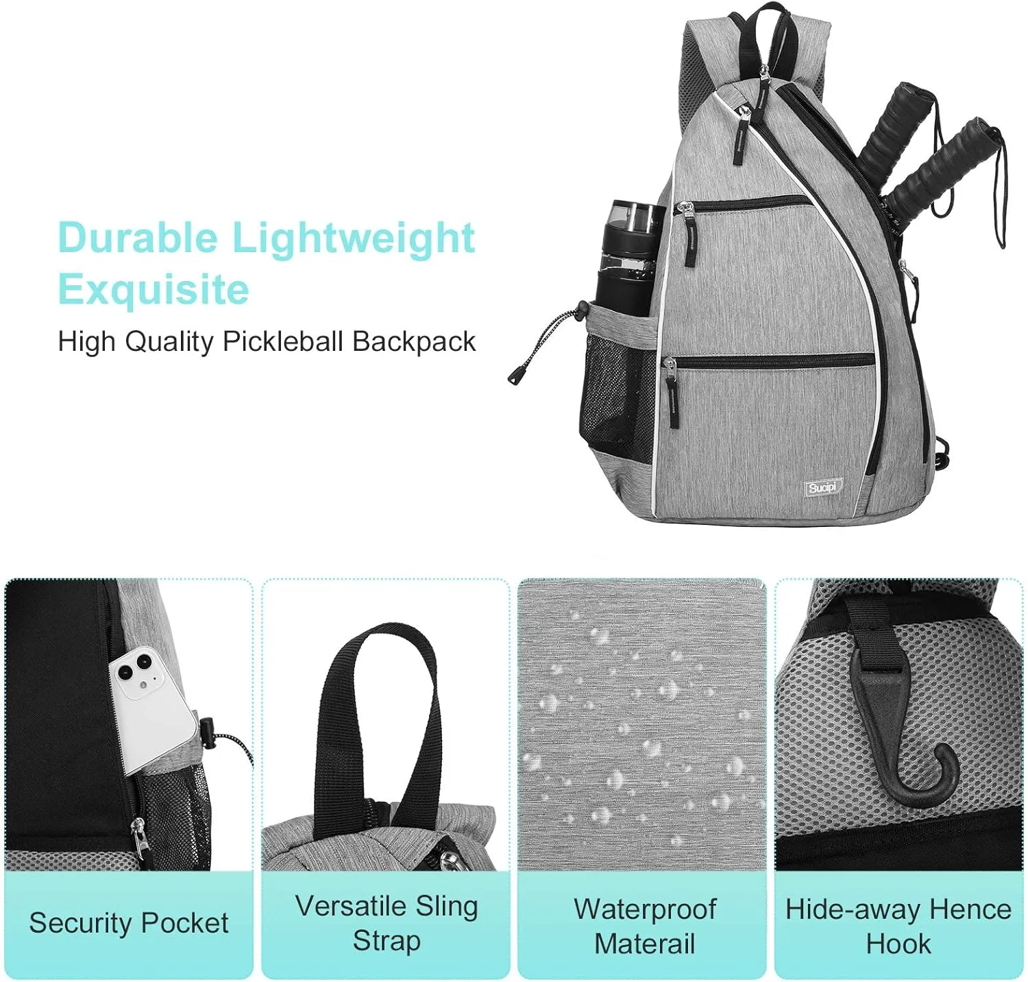 Sucipi Pickleball Bag Pickleball Backpack for Women Men Pickleball Paddle Backpack Reversible Pickleball Paddle Bag Pickleball Rackets Bags for Ladies