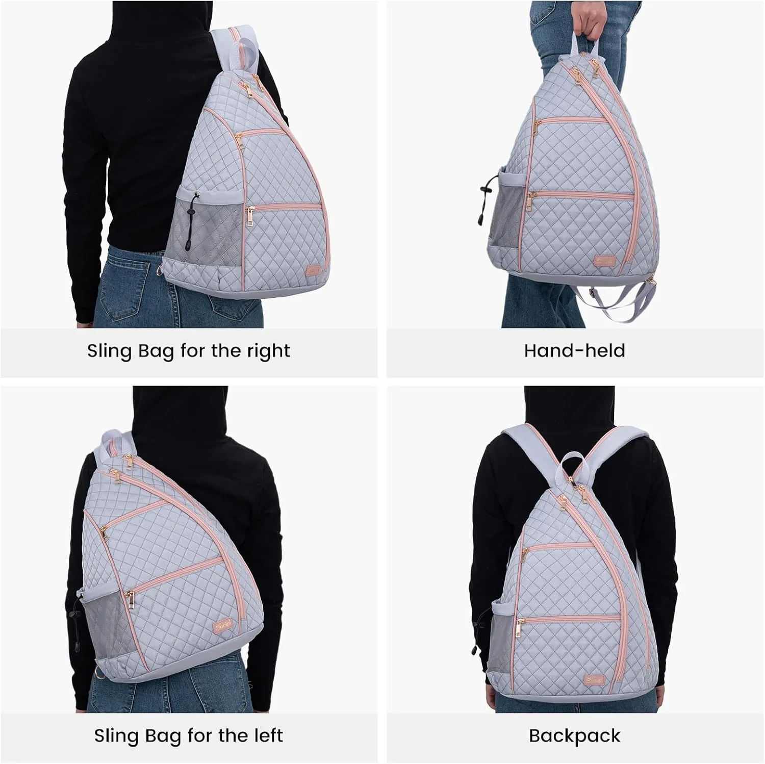 Sucipi Women's Pickleball Backpack - Quilted Crossbody Sling Bag for Tennis & Pickleball Paddle