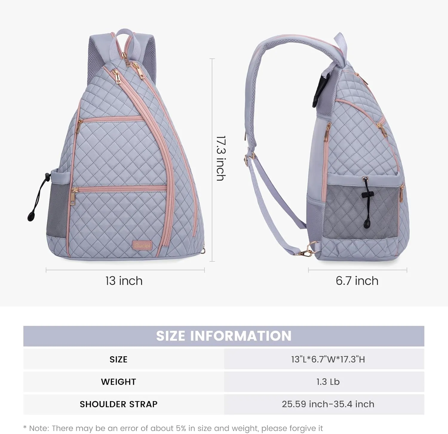 Sucipi Women's Pickleball Backpack - Quilted Crossbody Sling Bag for Tennis & Pickleball Paddle
