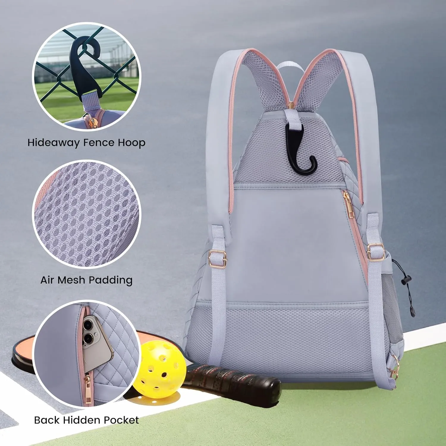 Sucipi Women's Pickleball Backpack - Quilted Crossbody Sling Bag for Tennis & Pickleball Paddle