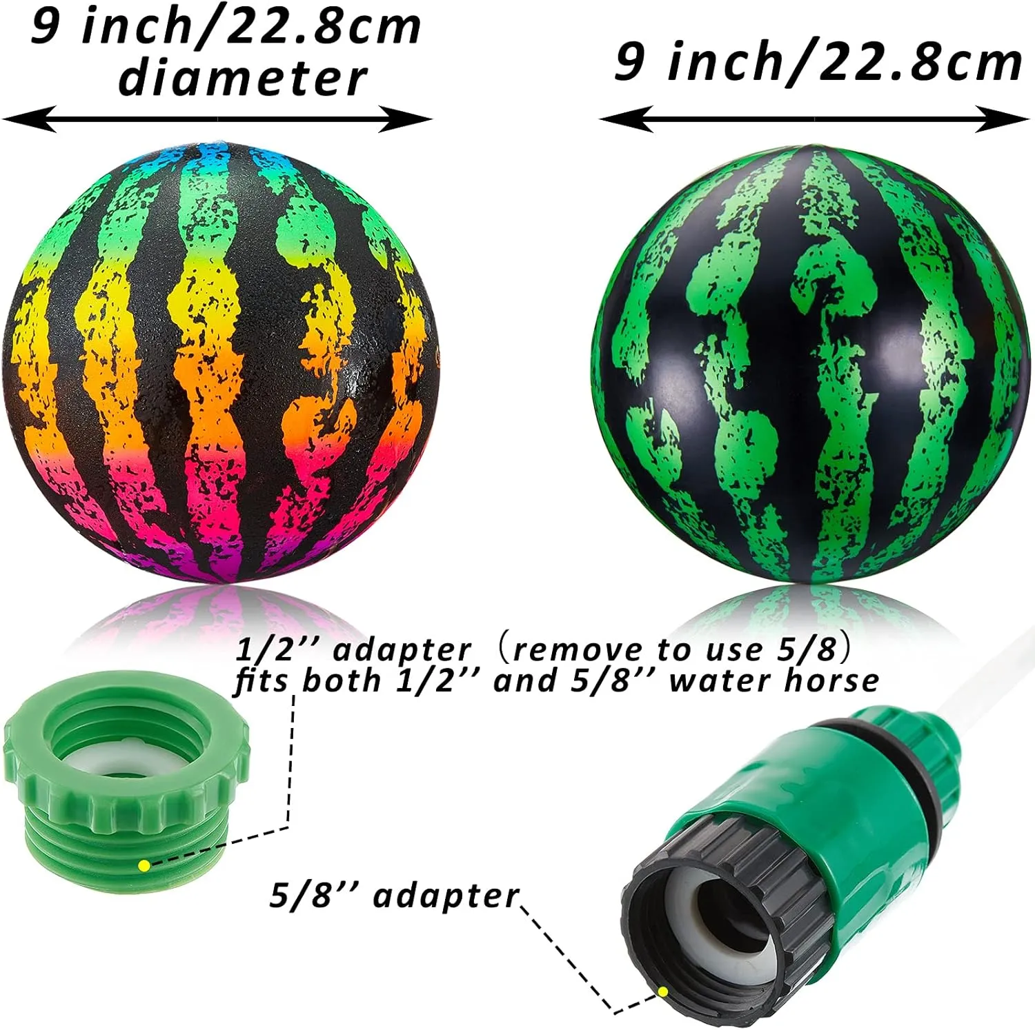 Sumind 2 Pieces Swimming Pool Diving Balls, 9 Inch Underwater Game Ball with Hose Adapter, for Under Water Passing, Dribbling, Diving, Pool Game for Teen Adult(Gradient, Black and Green Style)