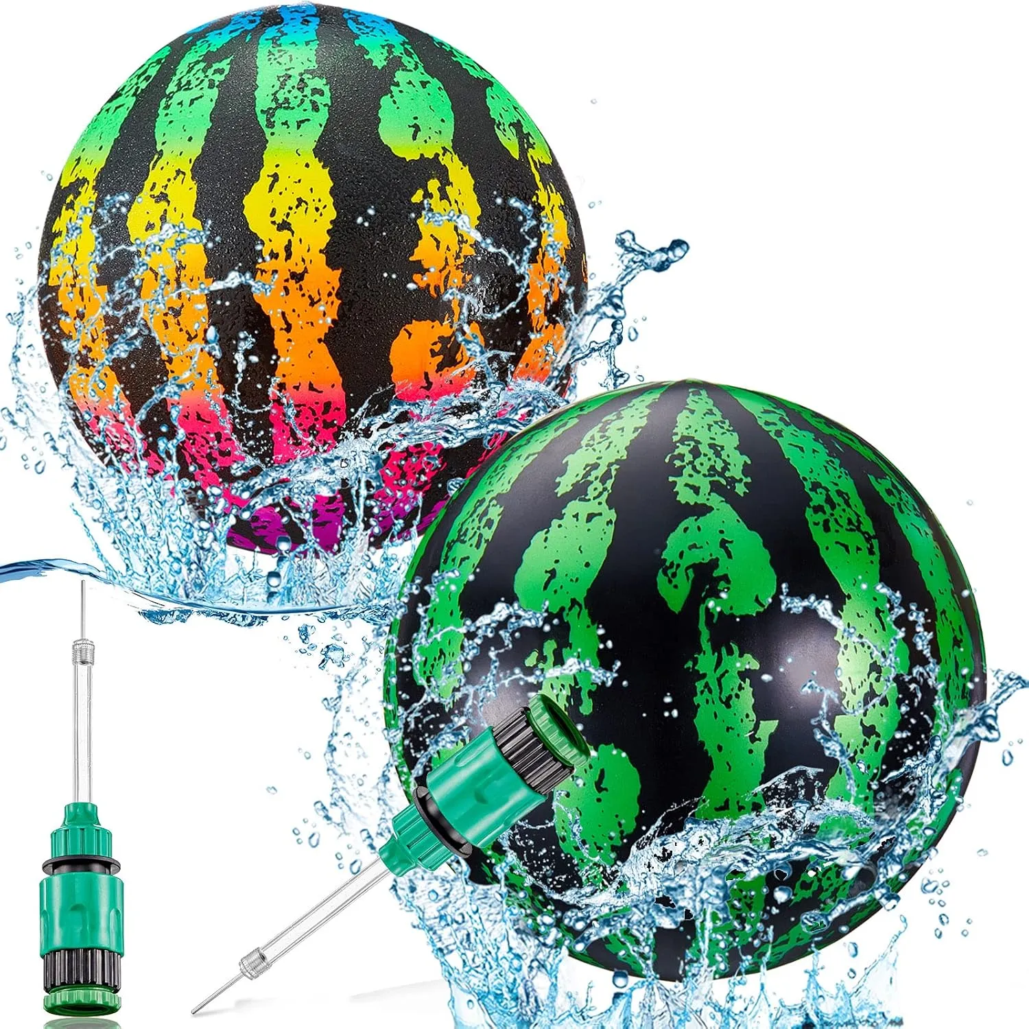 Sumind 2 Pieces Swimming Pool Diving Balls, 9 Inch Underwater Game Ball with Hose Adapter, for Under Water Passing, Dribbling, Diving, Pool Game for Teen Adult(Gradient, Black and Green Style)