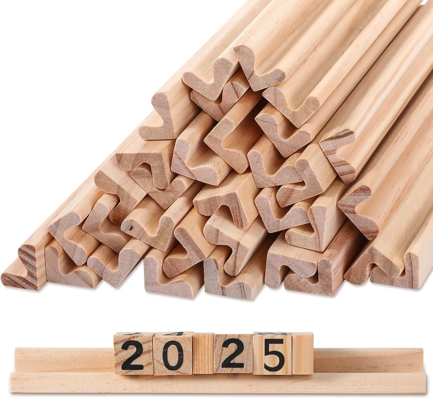 Sumind 32 Pack Wooden Tile Holders Letter Replacement Wood Racks Tile Holders Smooth Trays for Letter Tiles Crafts and Game Stands, 7.36 x 1 x 0.66 Inch