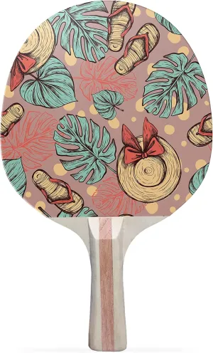 Summer Pattern Colorful Design Ping Pong Paddle, Premium 5 Ply Table Tennis Racket (Black on Back)