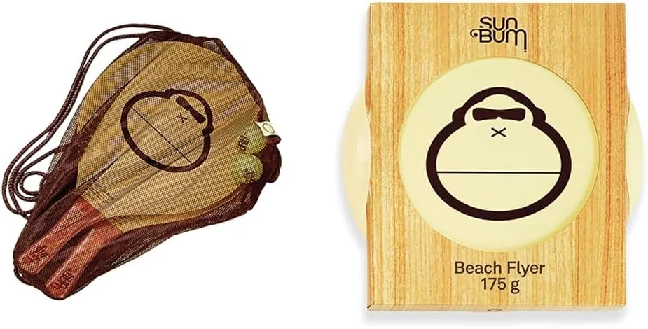 Sun Bum Beach Paddleball Set and 10.75 Inch Ultimate Disc Beach Flyer Bundle