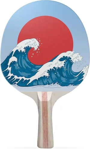Sunset Wave Colorful Design Ping Pong Paddle, Premium 5 Ply Table Tennis Racket (Black on Back)