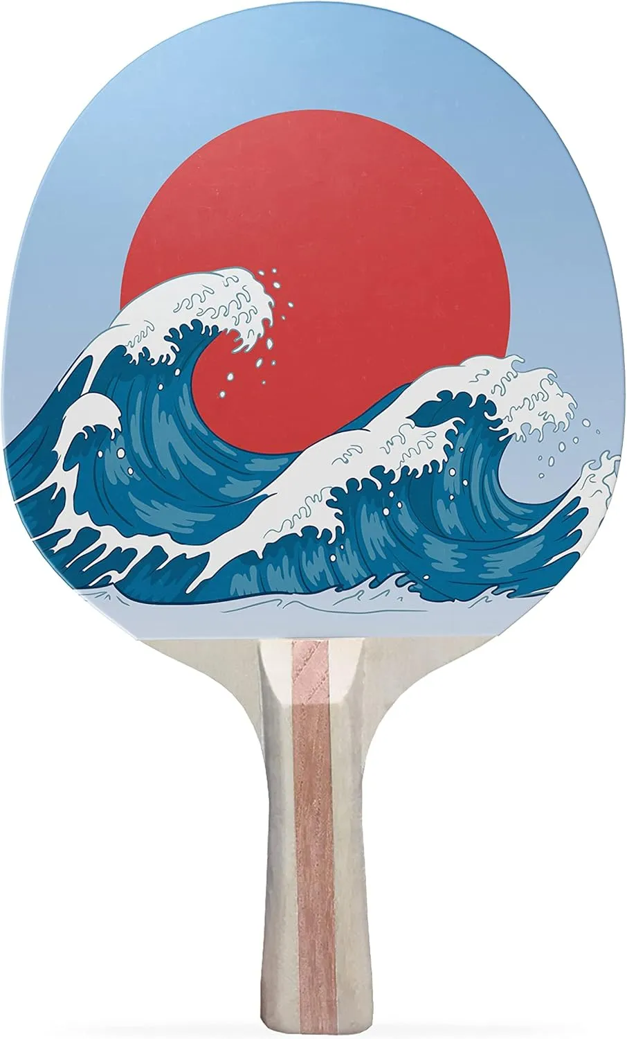 Sunset Wave Colorful Design Ping Pong Paddle, Premium 5 Ply Table Tennis Racket (Black on Back)