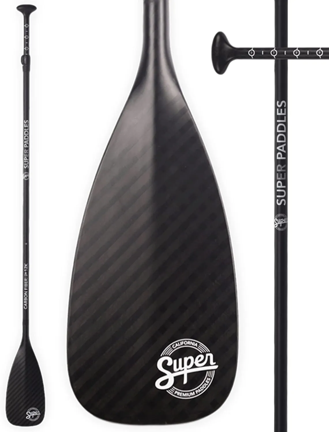 SUP Paddle - Carbon Fiber & Fiberglass Paddles - 3 Piece Adjustable Paddle Board Paddles w/Carbon Fiber or Fiberglass Performance Blades - Carbon, Fiberglass, or Aluminum Shaft Stand-Up Paddles