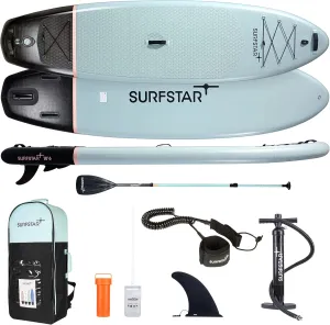 surfstar Inflatable Paddle Board with Camera Mount Fiberglass Paddle, 10'6"x33"x6" Stand Up Paddle Board for Adults, SUP Standing Boat with Sup Accessories and Travel Backpack for All Skill Levels