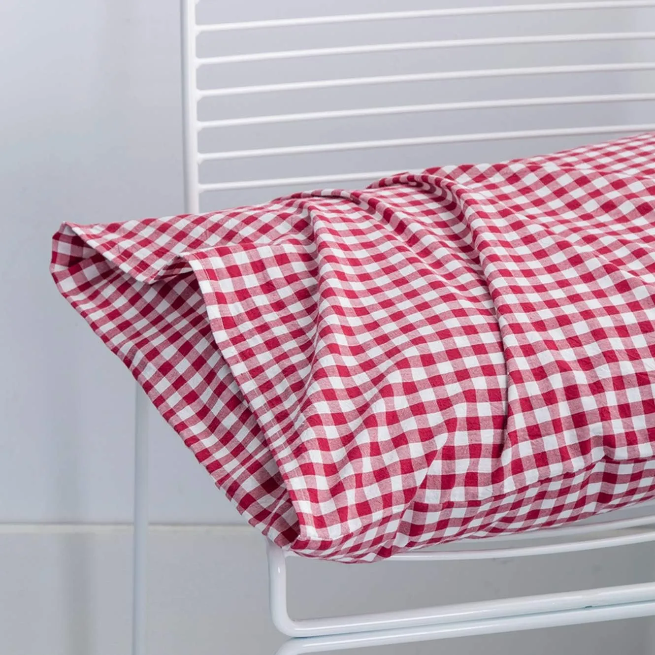 SUSYBAO Red Gingham Duvet Cover King Size 100% Washed Cotton Vintage Plaid Duvet Cover 3 Pieces Set 1 Grid Duvet Cover with Zipper Ties 2 Pillowcases Farmhouse Rustic Soft Gingham Bedding Set Durable