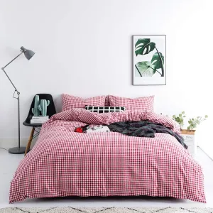SUSYBAO Red Gingham Duvet Cover King Size 100% Washed Cotton Vintage Plaid Duvet Cover 3 Pieces Set 1 Grid Duvet Cover with Zipper Ties 2 Pillowcases Farmhouse Rustic Soft Gingham Bedding Set Durable