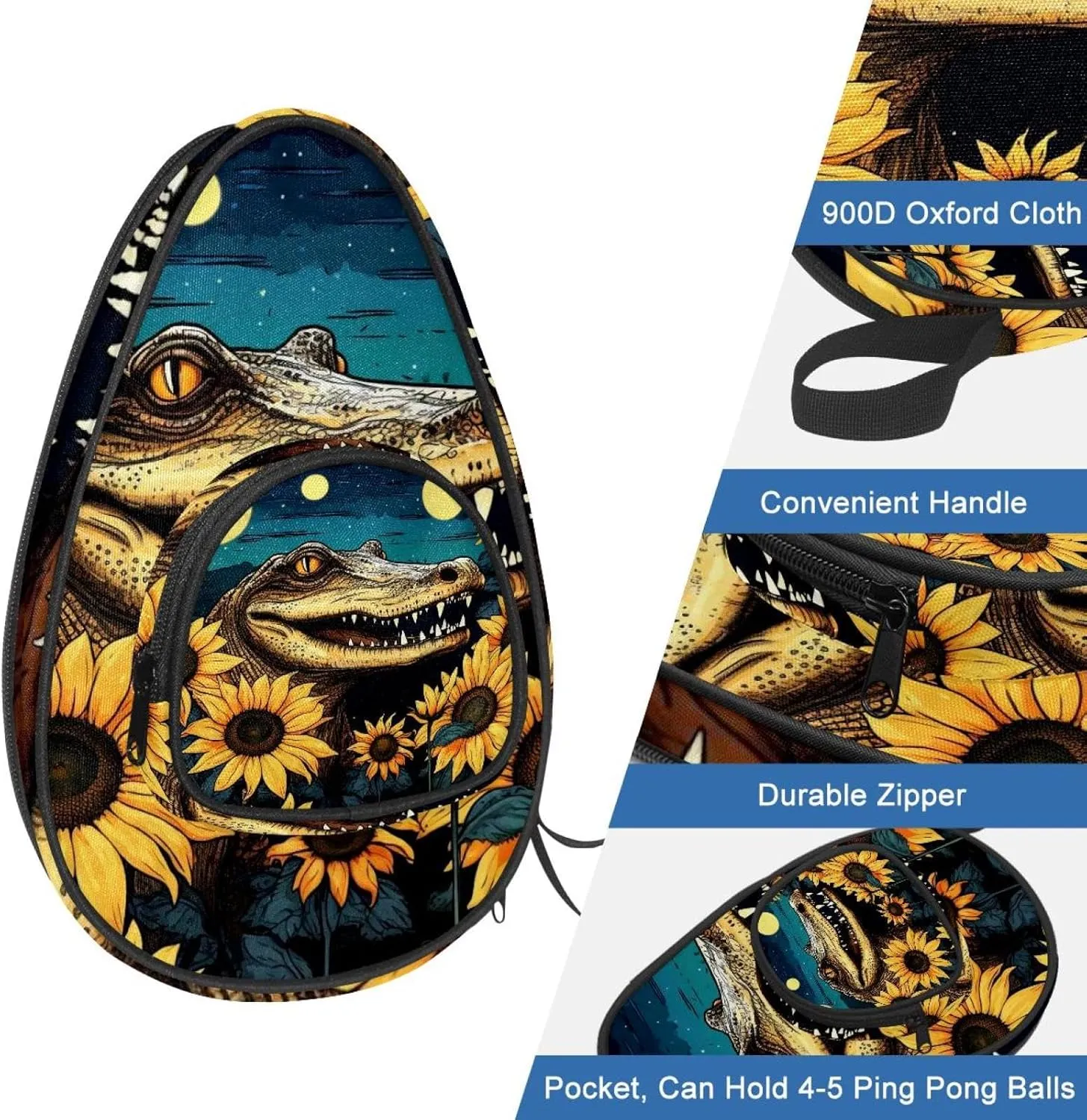 Table Tennis Racket Cover, Ping Pong Paddle Case, Table Tennis Bat Bag to Hold 2 Paddles 5 Balls, Flowering Tree Trunk