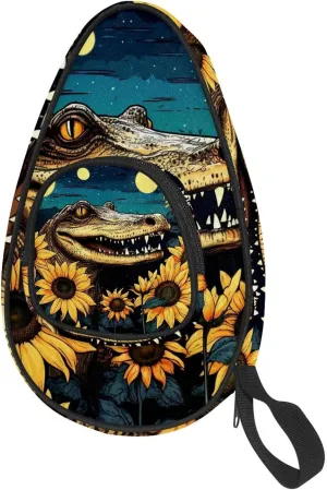 Table Tennis Racket Cover, Ping Pong Paddle Case, Table Tennis Bat Bag to Hold 2 Paddles 5 Balls, Flowering Tree Trunk