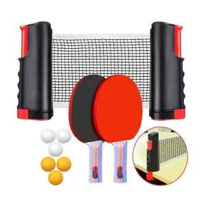 Table Tennis Racket Set of 4 Rackets Net and 6 Balls by Weinixun