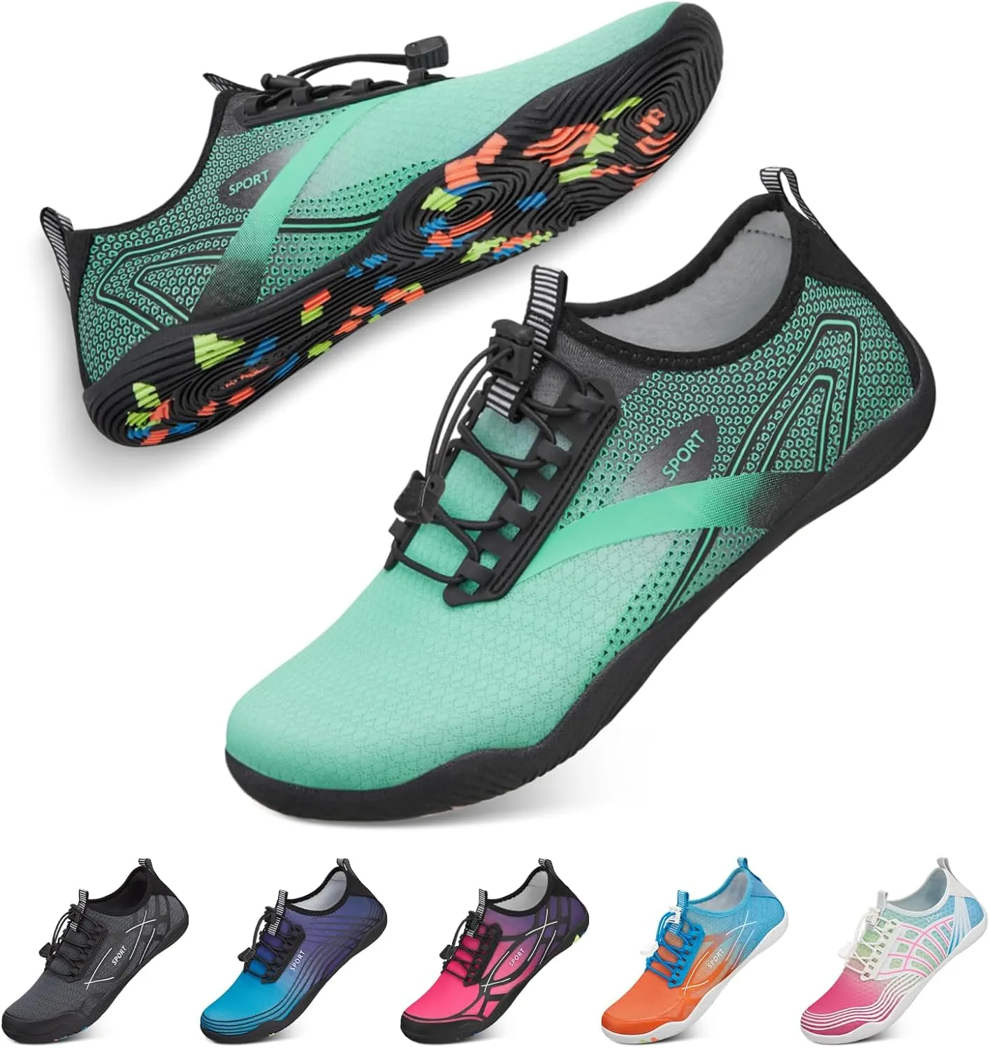 Tanamo Water Shoes for Women Men Quick Dry Swim Beach Barefoot River Aqua Shoes for Hiking Boating Camping Grounding Surfing