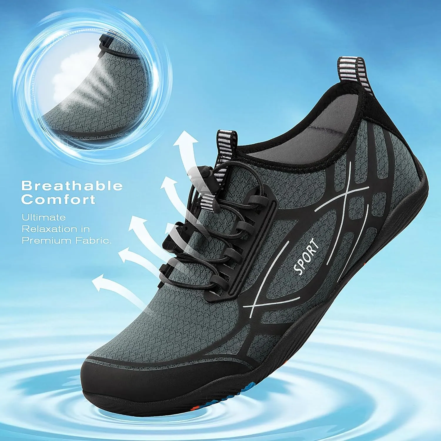Tanamo Water Shoes for Women Men Quick Dry Swim Beach Barefoot River Aqua Shoes for Hiking Boating Camping Grounding Surfing