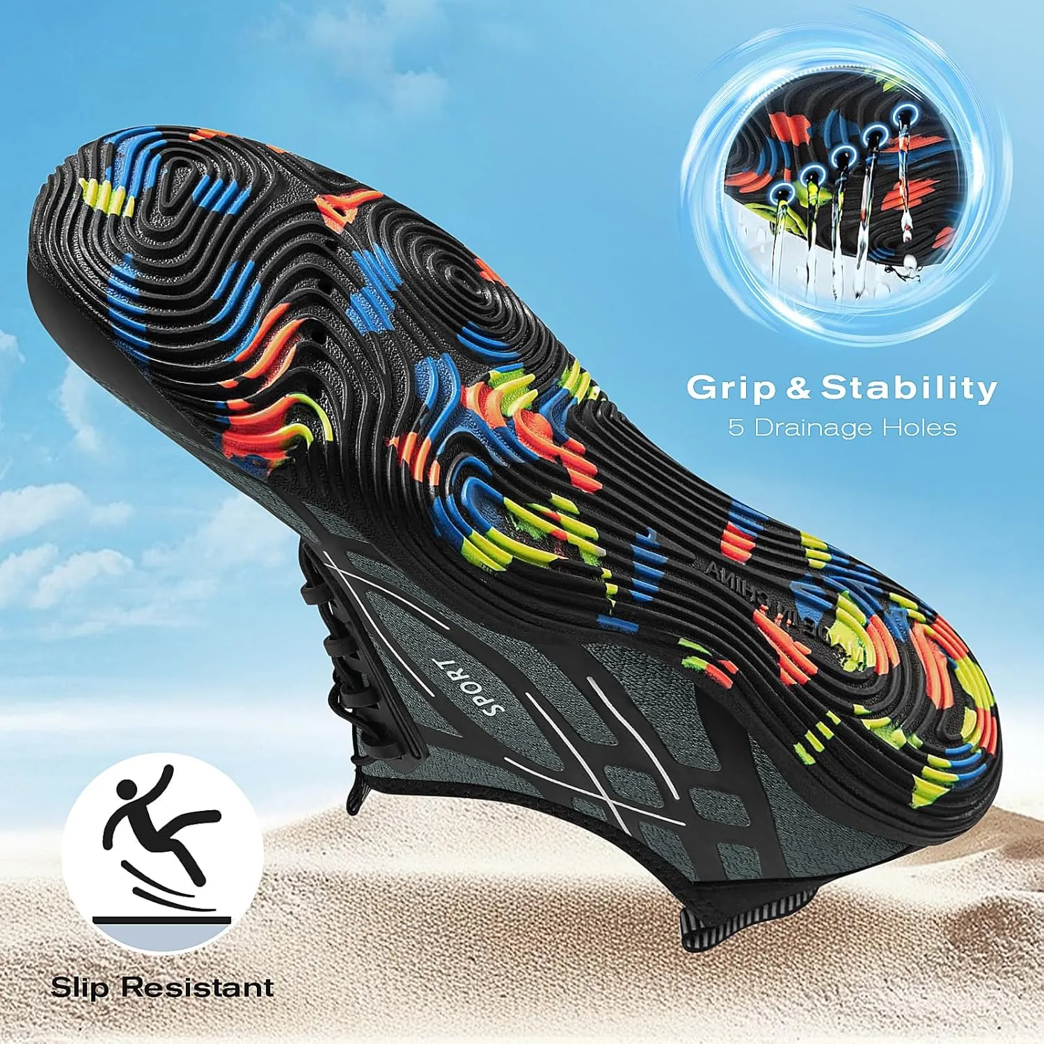 Tanamo Water Shoes for Women Men Quick Dry Swim Beach Barefoot River Aqua Shoes for Hiking Boating Camping Grounding Surfing
