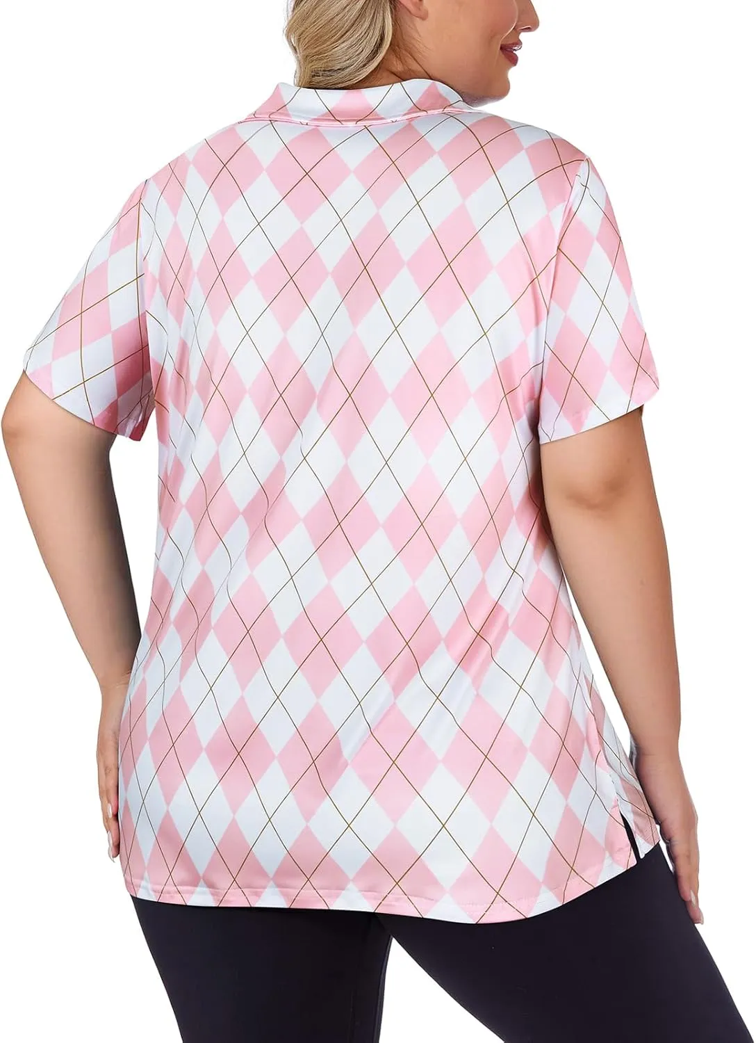Tanst Sky Women's Plus Size Golf Polo Shirts Zip Up Short Sleeve Tops Loose Fit UPF 50  Tennis Workout Apparel XL-5XL