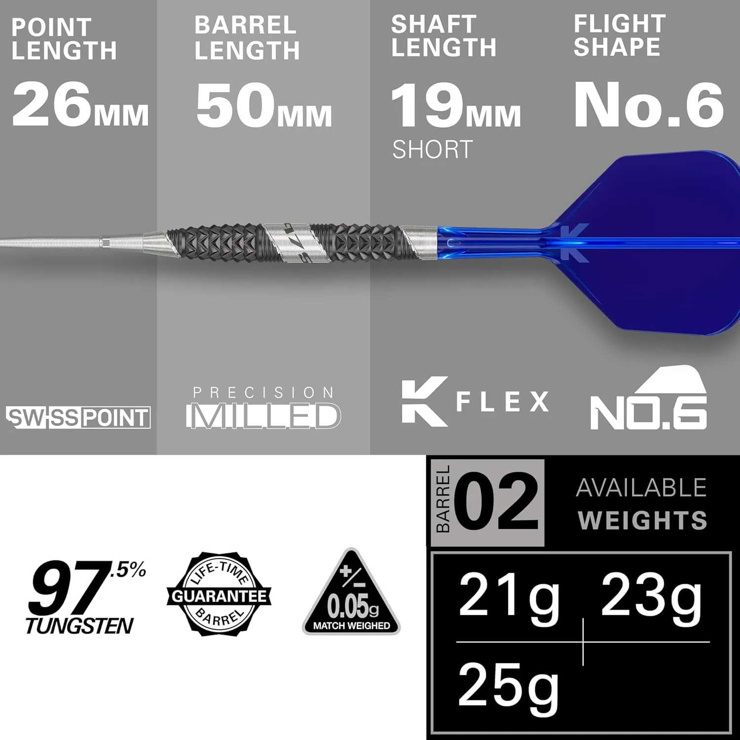 TARGET Darts 975 Ultra Marine 97.5% Tungsten Steel Tip Darts Set - Swiss Point Darts with K-Flex Integrated Flight and Shaft – Includes Dart Takoma Wallet, SP Tool, Dart Tips