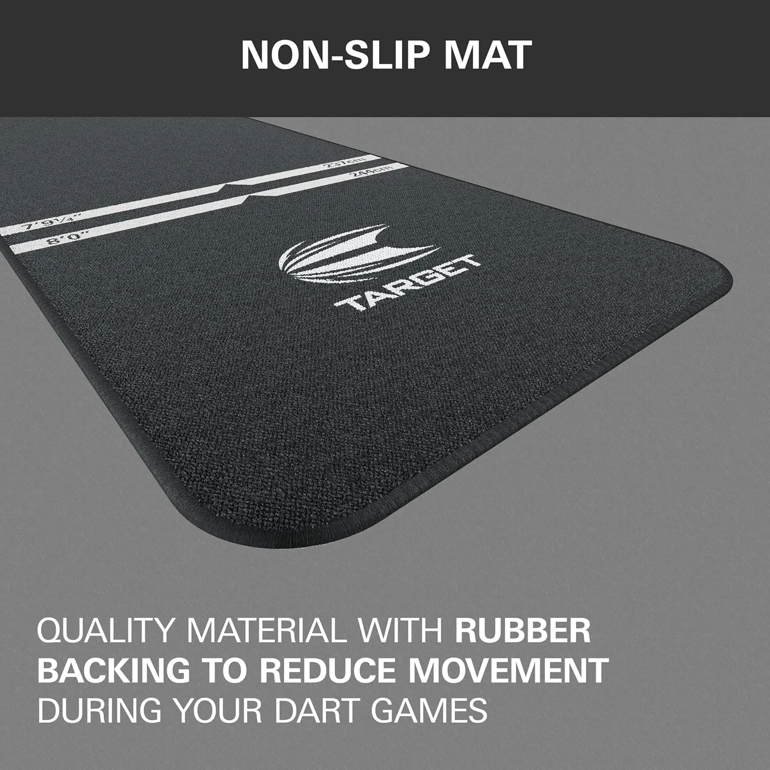 TARGET Darts Dart Mat - World Champions/Ink/Mod | Dart Oche Mat with Soft Tip and Steel Tip Throw Line Distances | Non Slip Carpet Mats for Floor and Dart Tips Protection | Darts Accessories