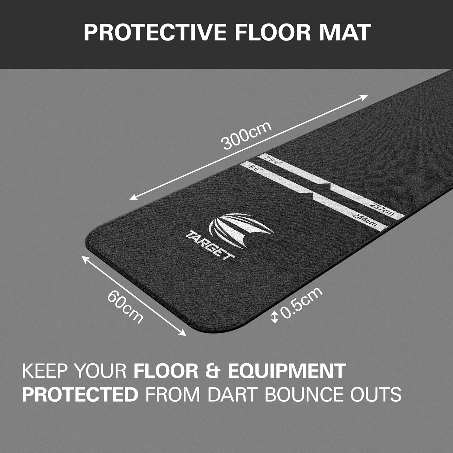 TARGET Darts Dart Mat - World Champions/Ink/Mod | Dart Oche Mat with Soft Tip and Steel Tip Throw Line Distances | Non Slip Carpet Mats for Floor and Dart Tips Protection | Darts Accessories