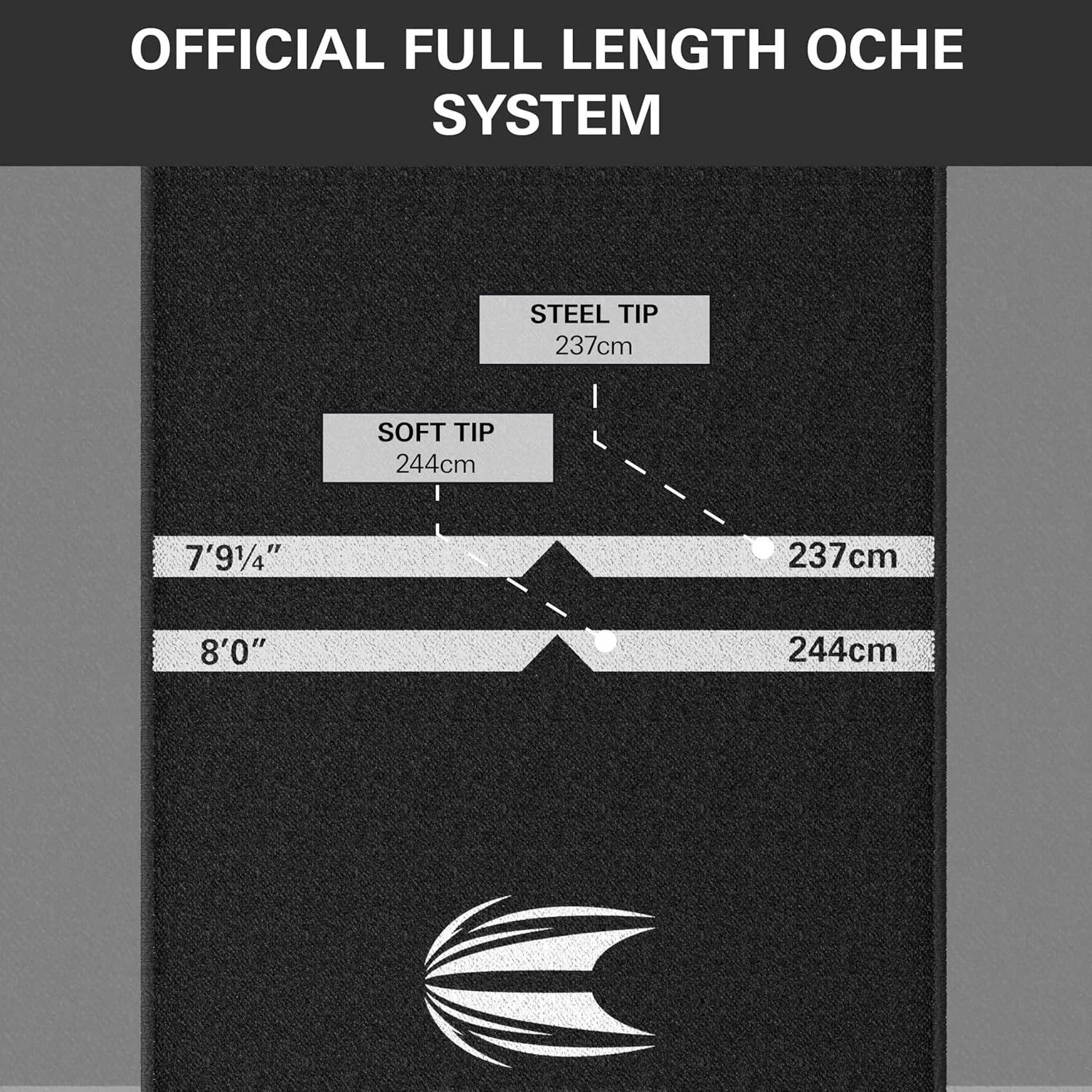 TARGET Darts Dart Mat - World Champions/Ink/Mod | Dart Oche Mat with Soft Tip and Steel Tip Throw Line Distances | Non Slip Carpet Mats for Floor and Dart Tips Protection | Darts Accessories