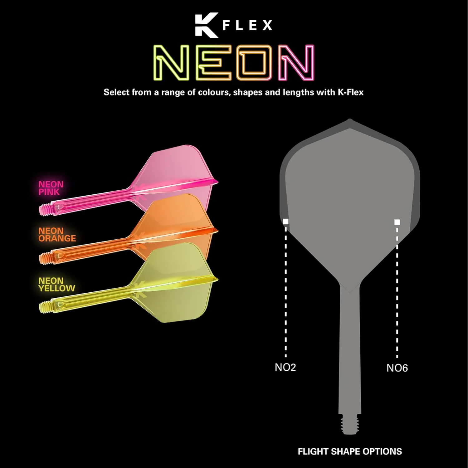 TARGET Darts K Flex Integrated Dart Flight and Shaft, No.6 | Pack of 3 K-Flex - No 6, Kflex Precision Moulded 2-in-1 Dart Flights and Dart Stem | Professional Dart Accessories