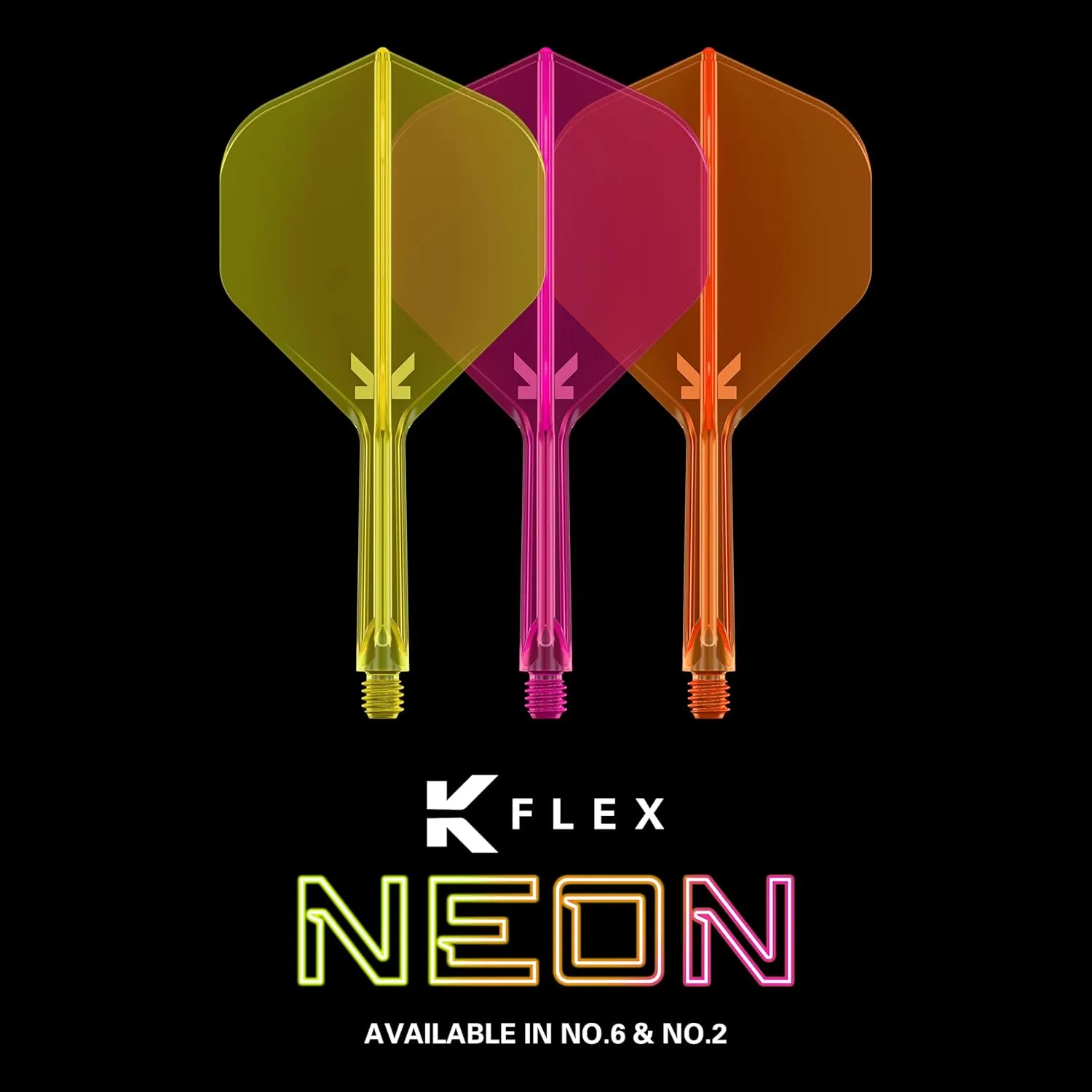 TARGET Darts K Flex Integrated Dart Flight and Shaft, No.6 | Pack of 3 K-Flex - No 6, Kflex Precision Moulded 2-in-1 Dart Flights and Dart Stem | Professional Dart Accessories