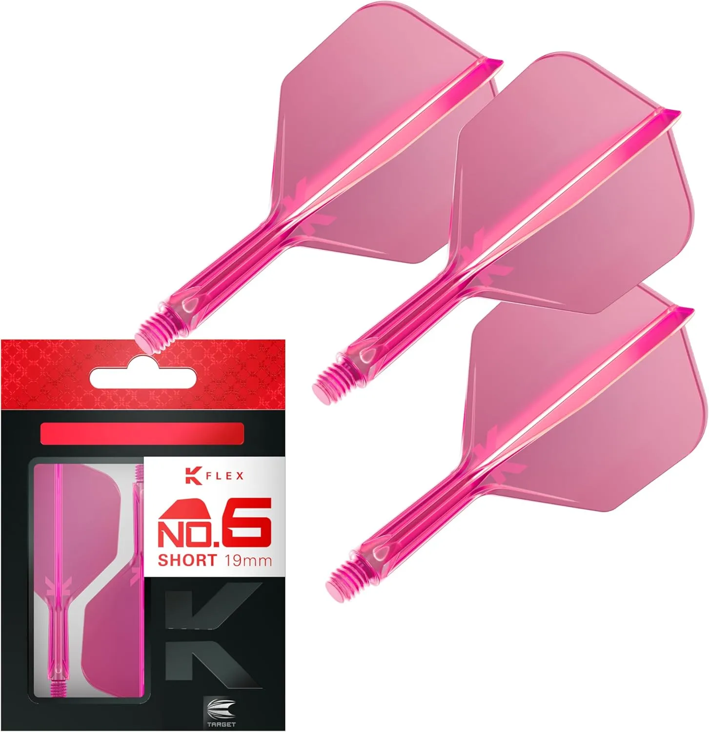 TARGET Darts K Flex Integrated Dart Flight and Shaft, No.6 | Pack of 3 K-Flex - No 6, Kflex Precision Moulded 2-in-1 Dart Flights and Dart Stem | Professional Dart Accessories