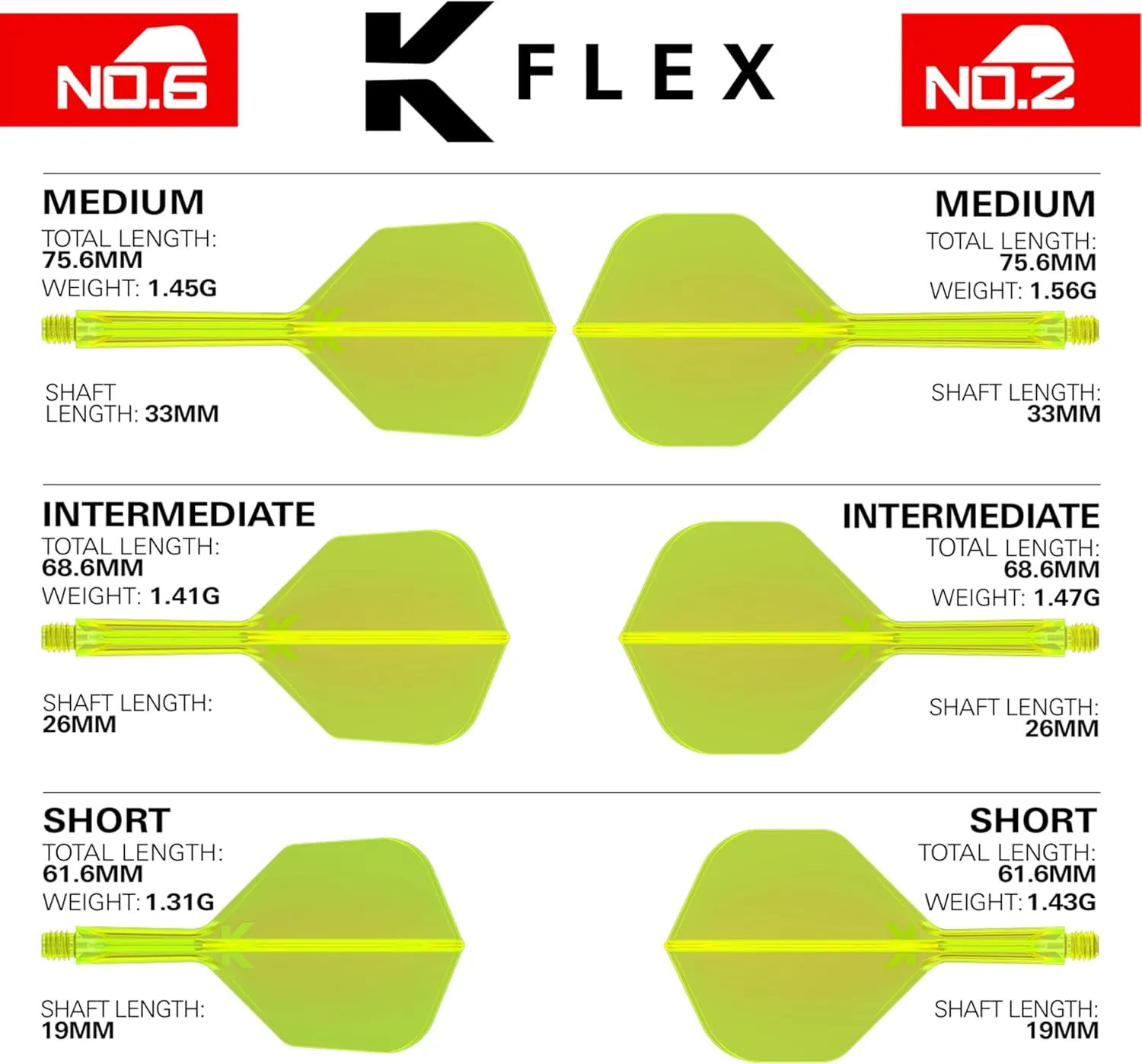 TARGET Darts K-Flex Integrated Dart Flights and Shafts, Kflex 9 Pack Bundle, Multipack - K Flex 3 Colours | Black, White, Clear, Red, Green, Blue, Pink, Orange, Yellow | Short, Intermediate, Medium