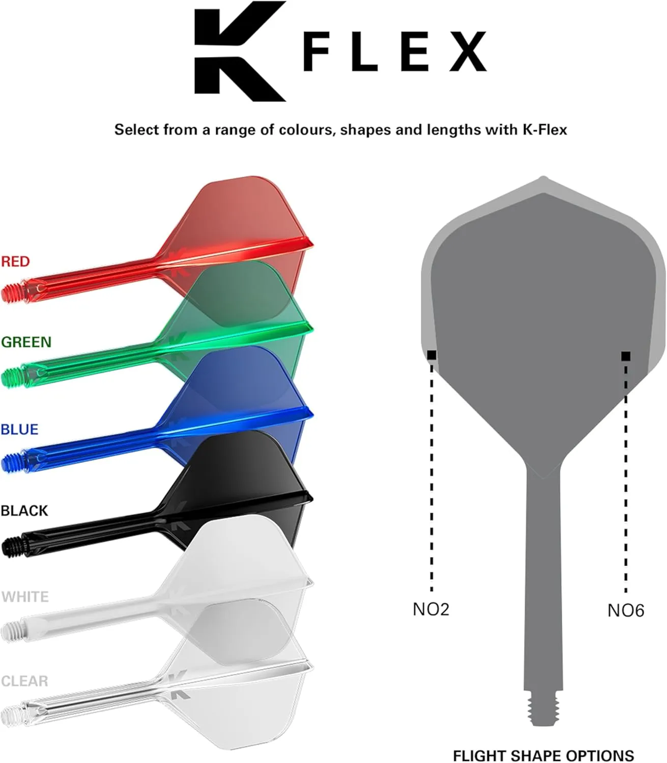 Target Darts K Flex Integrated Dart Flights And Shafts, No.2 | Pack Of 3 K-Flex - No2, Kflex All In One Moulded Dart Flight & Stem Lengths: Short, Intermediate & Medium | Professional Dart Accessories