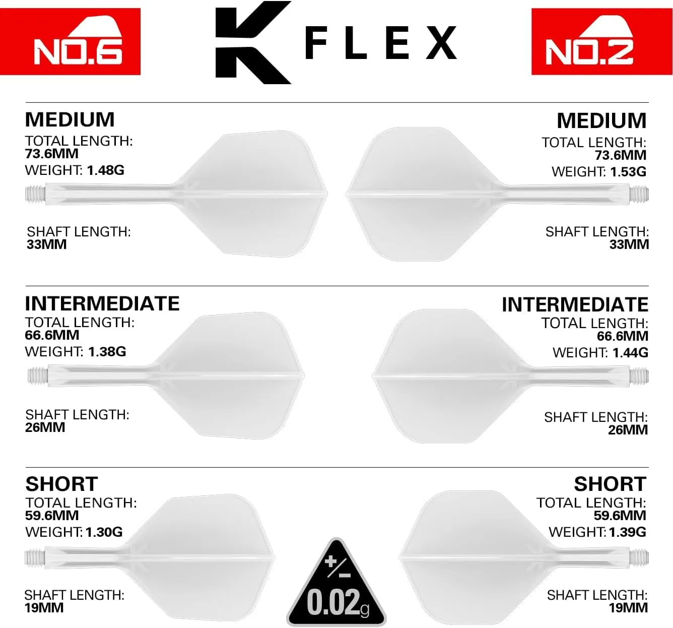 Target Darts K Flex Integrated Dart Flights And Shafts, No.2 | Pack Of 3 K-Flex - No2, Kflex All In One Moulded Dart Flight & Stem Lengths: Short, Intermediate & Medium | Professional Dart Accessories