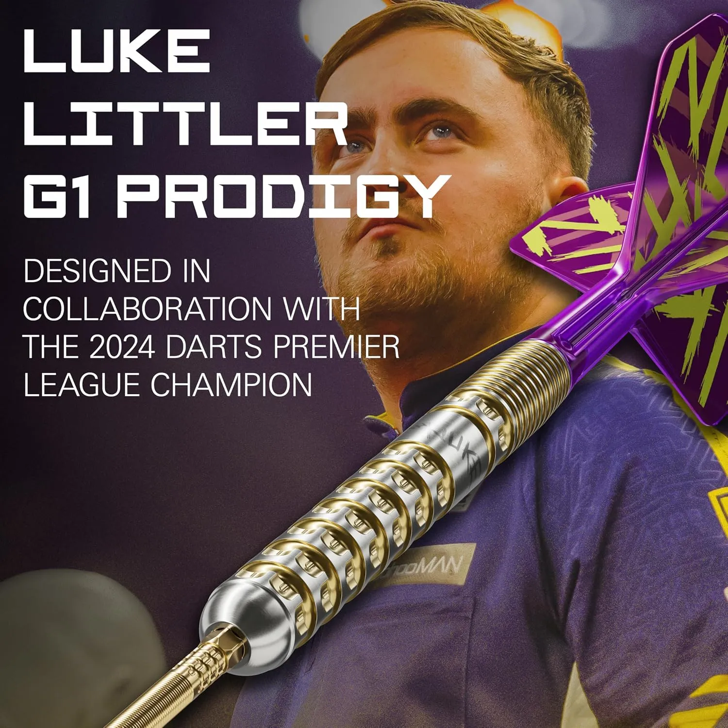 Target Darts Luke Littler Gen 1 Prodigy Steel Tip Swiss Point Darts, 90% Tungsten Dart, 22G/23G/24G | Generation 1 Gold Steel Tip Dart, Player Edition Swiss Points Dart Sets, K-Flex Flights and Shafts