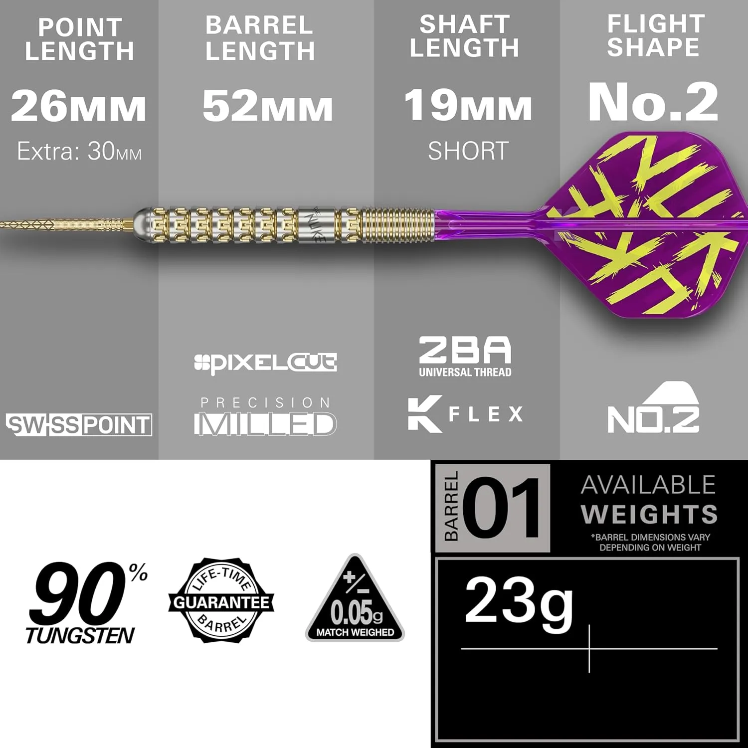 Target Darts Luke Littler Gen 1 Prodigy Steel Tip Swiss Point Darts, 90% Tungsten Dart, 22G/23G/24G | Generation 1 Gold Steel Tip Dart, Player Edition Swiss Points Dart Sets, K-Flex Flights and Shafts